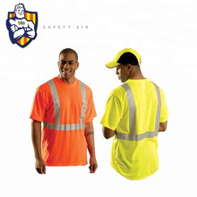 Camiseta polo fluorescente de alta visibilidade com fita refletiva